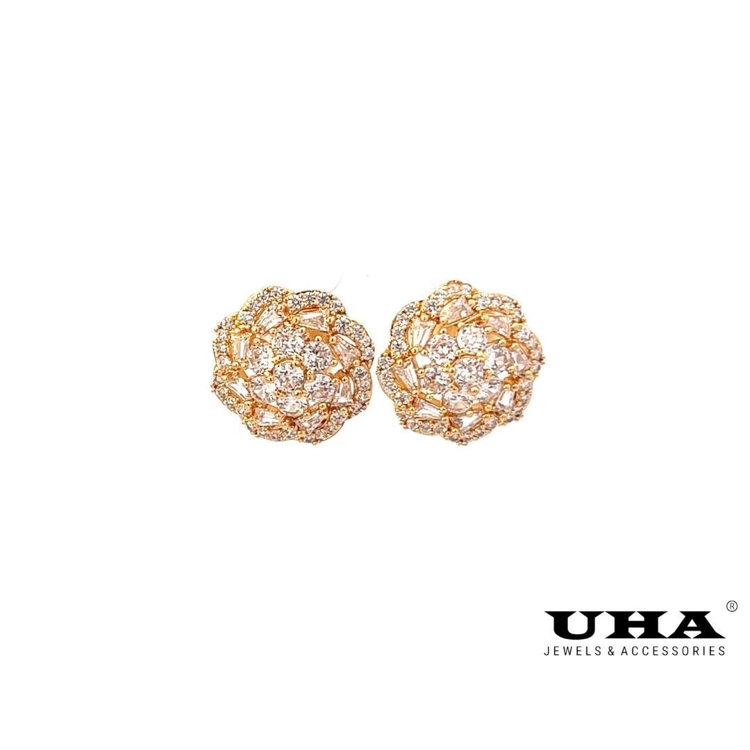 B1456 Bông tai nữ đính đá baguette thiết kế bền màu UHA Women Voi