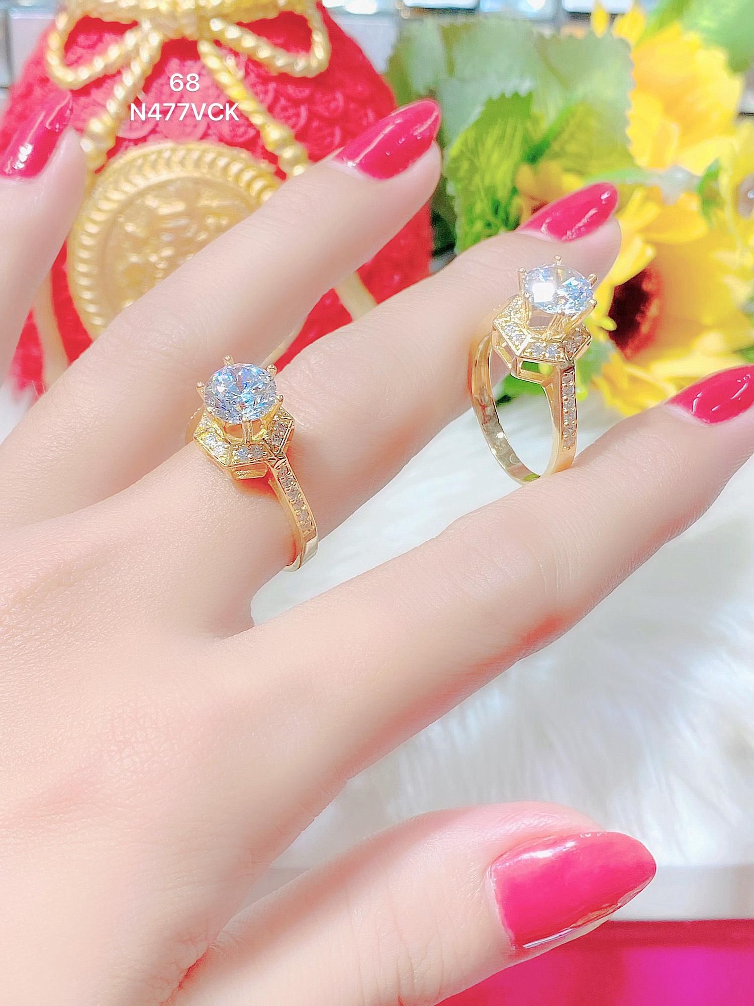 N477 Nhẫn nữ đính đá CZ  cao cấp siêu bền màu Women