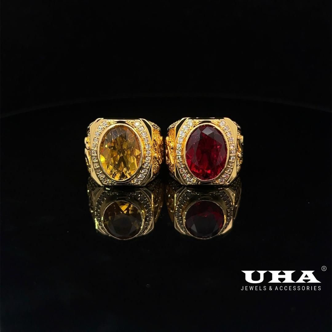 N1183 Nhẫn nam có lót lòng đính đá màu phong thủy UHA