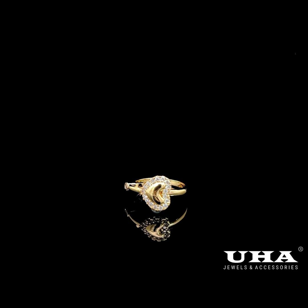 N1282 Nhẫn nữ thiết kế kiểu trái tim đính đá CZ cao cấp sáng lấp  lánh UHA Women