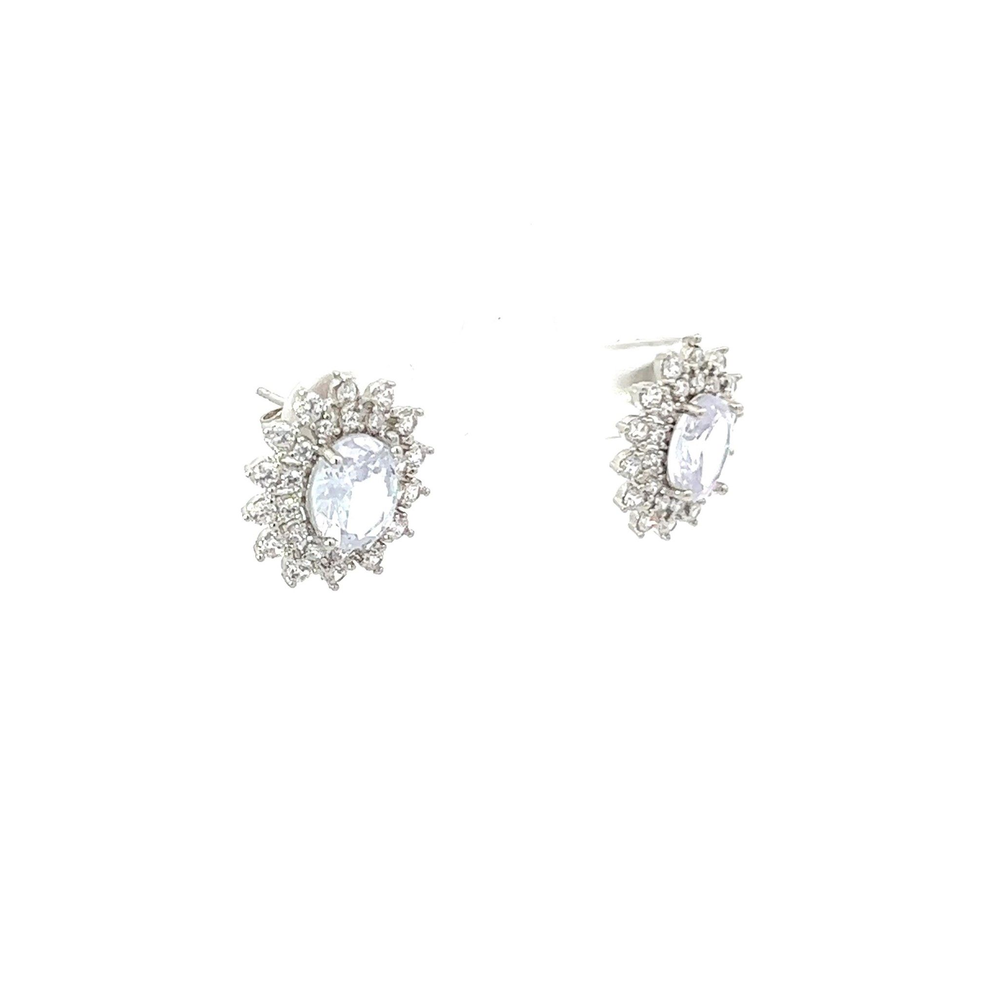 B1514 Bông tai nữ đính đá oval sáng lấp lánh UHA Women Hoa Tai Voan Voi