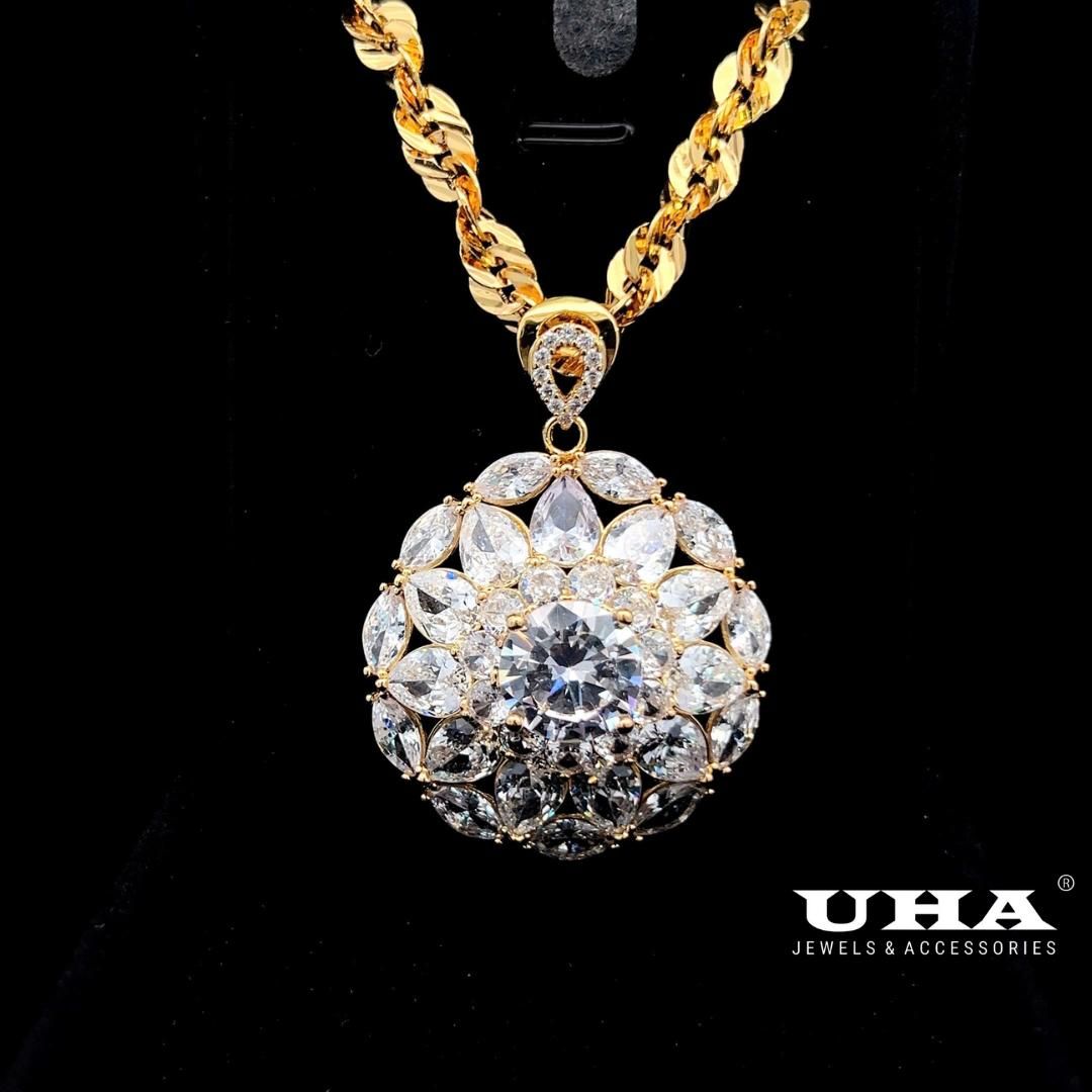 M1621 Mặt và dây chuyền nữ đính đá bagutte cao cấp, thiết kế tinh tế sang trọng UHA