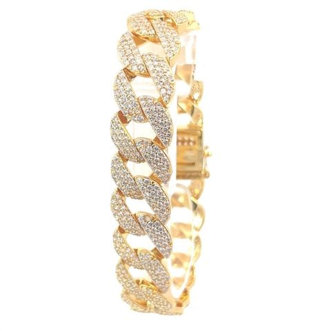 L590 Lắc tay Nam cuban đính full đá CZ cao cấp-UHA Phụ Kiện