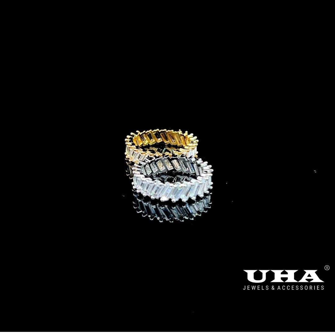 Nhẫn Unisex N1278 đính đá bagutte cao cấp sáng lấp lánh UHA