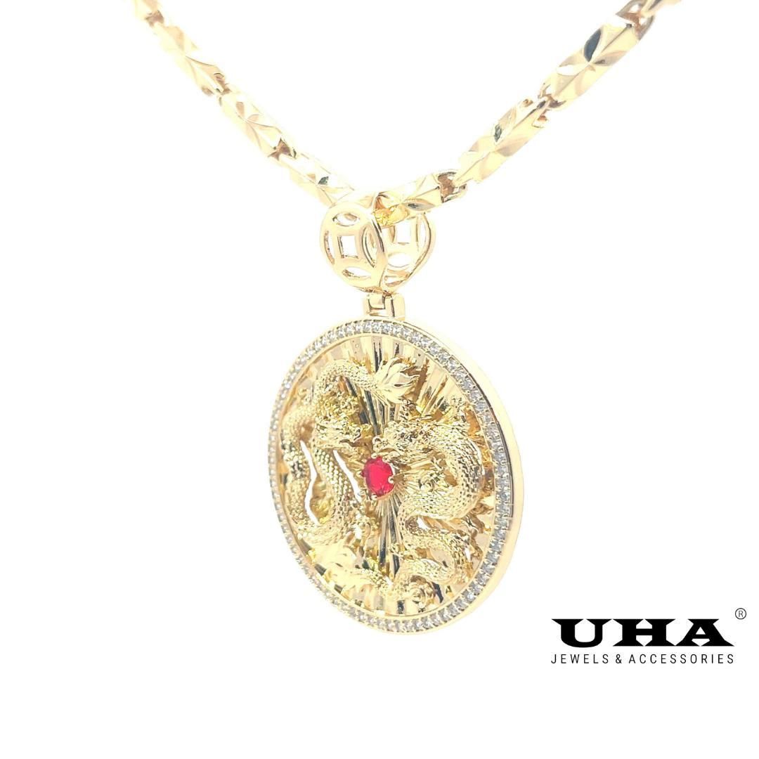 M1609 Mặt và dây chuyền thiết kế hình rồng cao cấp sang trọng UHA