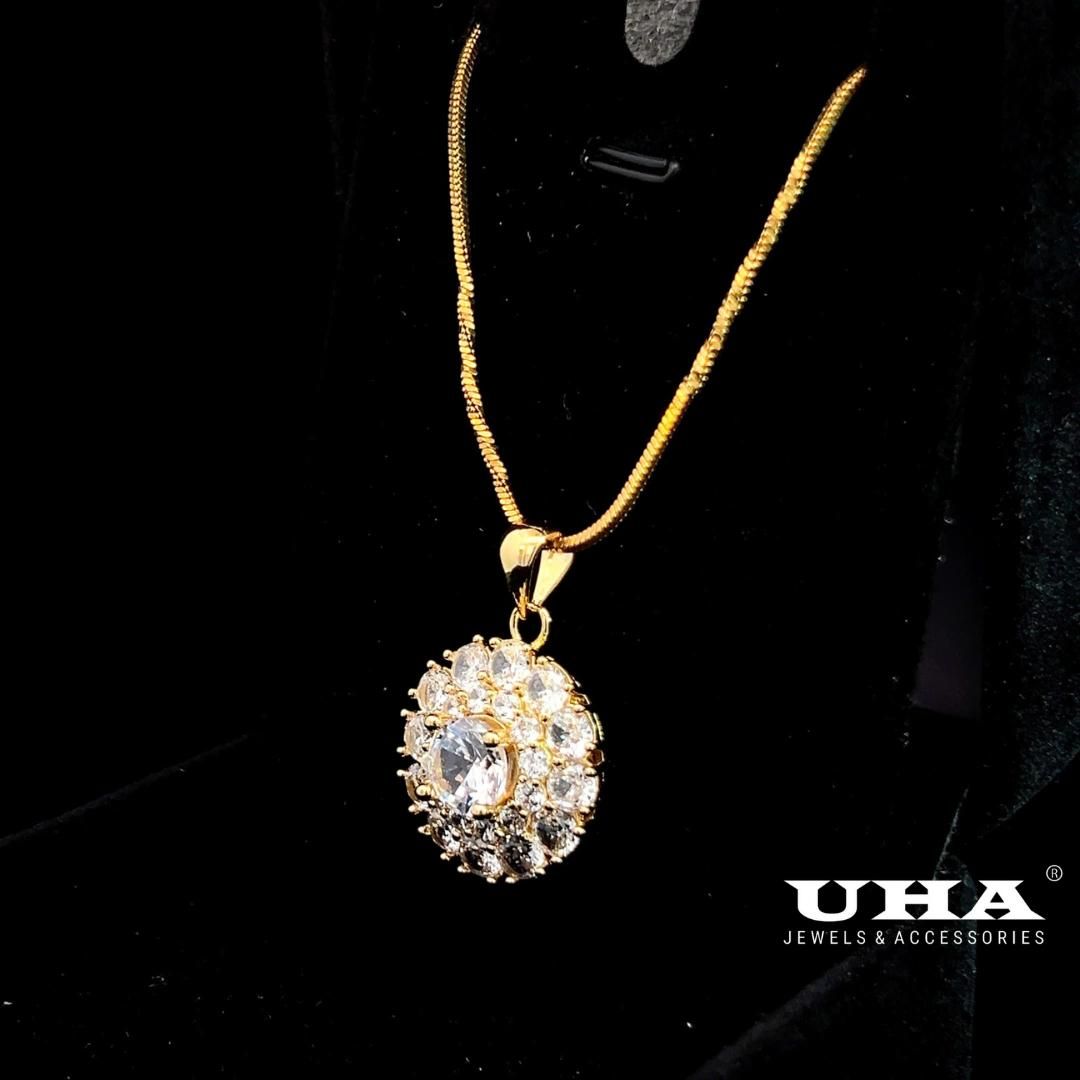 M1678 Mặt và dây chuyền nữ đính đá bagutte cao cấp sáng lấp lánh  UHA Women