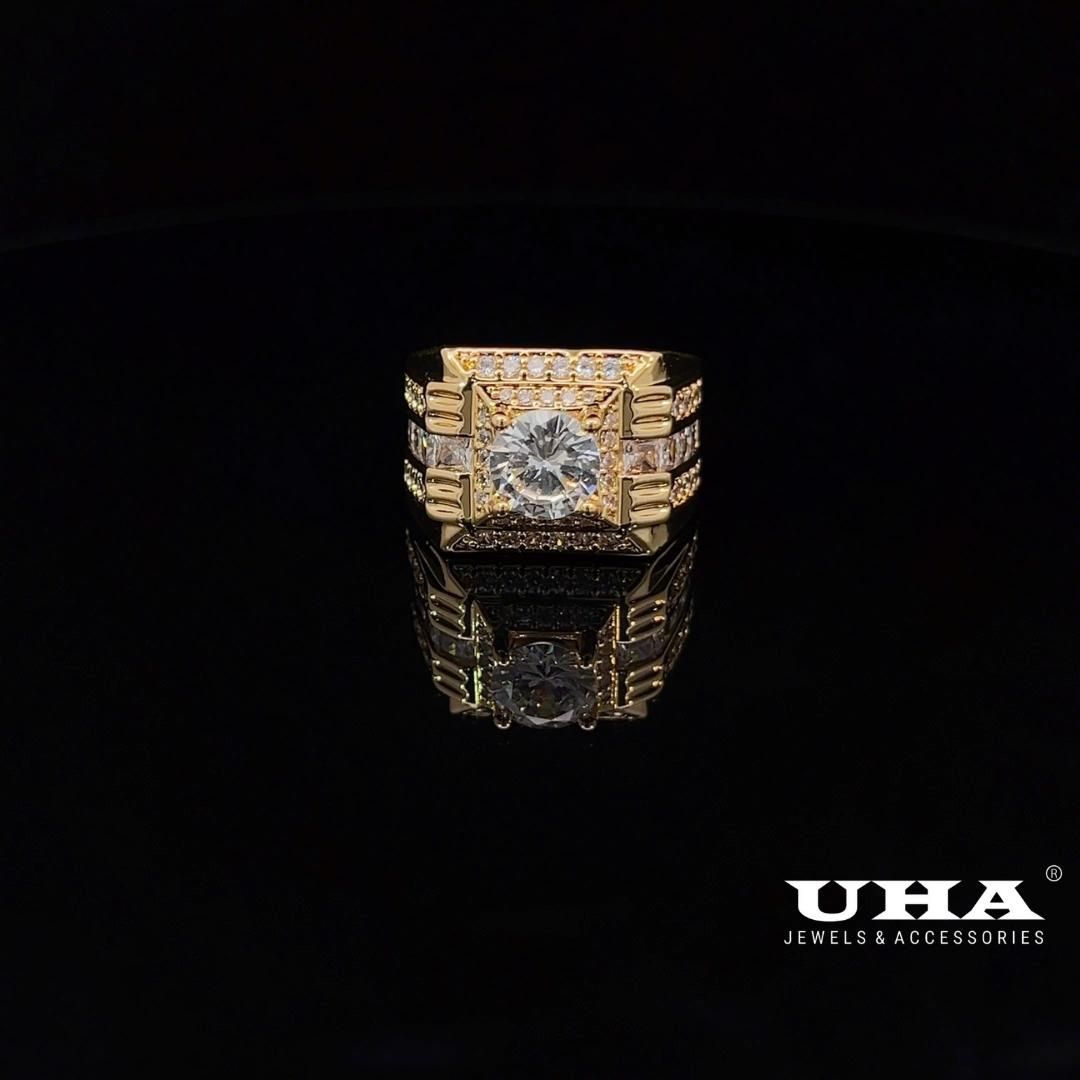 N1196 Nhẫn nam có lót lòng đính đá CZ cao cấp thiết kế sang trọng UHA