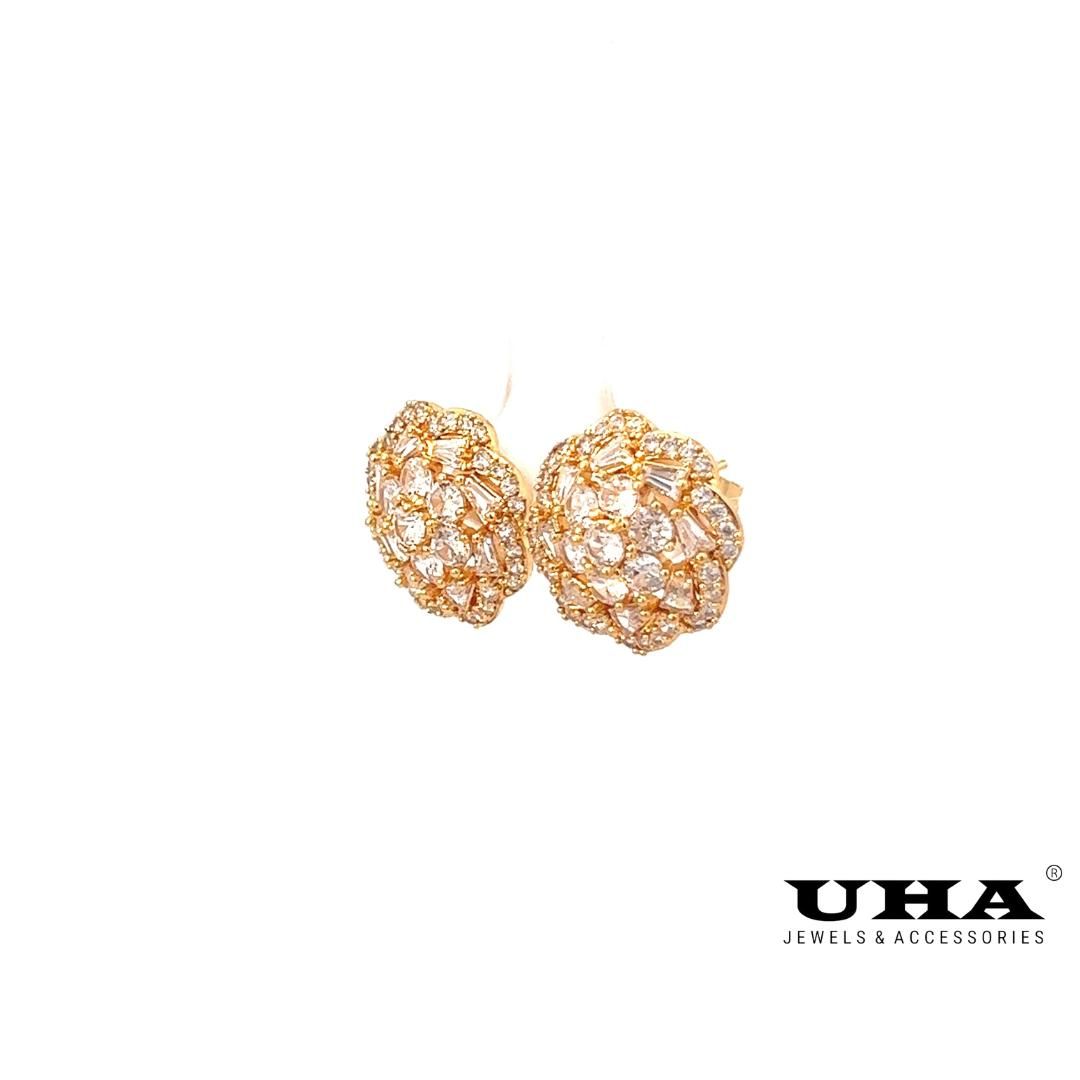 B1456 Bông tai nữ đính đá baguette thiết kế bền màu UHA Women Voi