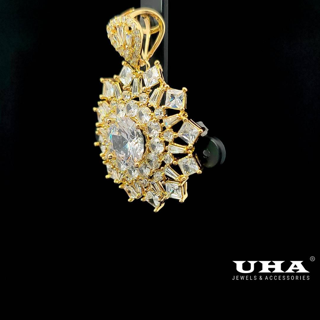 M1607 Mặt và dây chuyền nữ đính đá bagutte CZ cao cấp sáng lấp lánh UHA