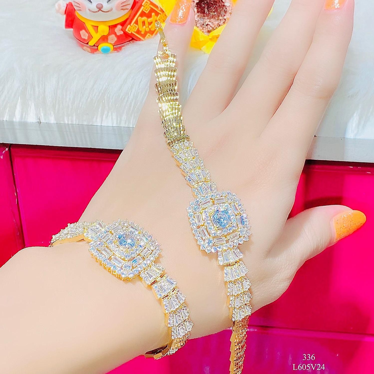 L605 Lắc tay nữ kiểu dáng sang trọng đính đá cz cao cấp Phụ Kiện