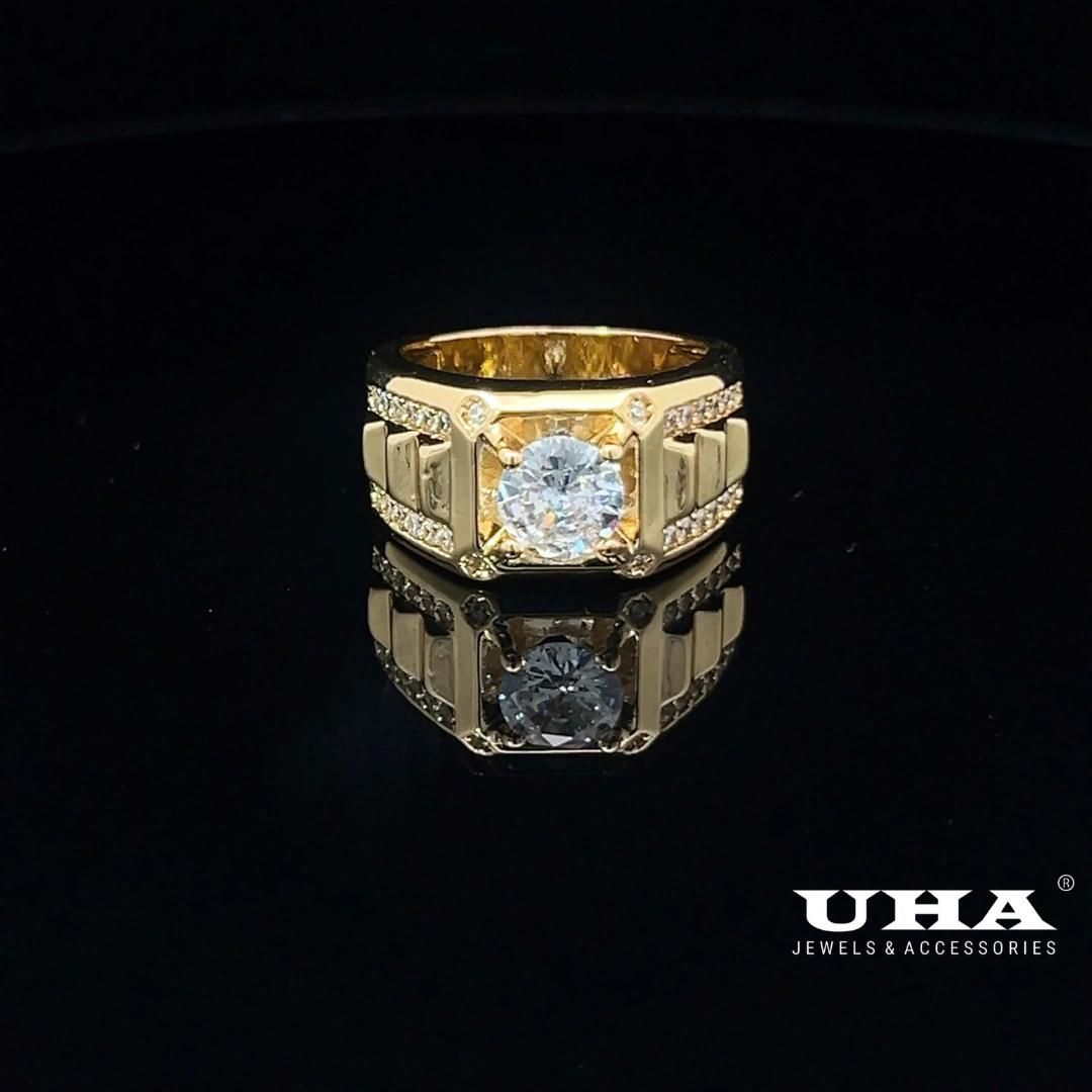 N1229 Nhẫn nam có lót lòng đính đá CZ cao cấp thiết kế sang trọng UHA