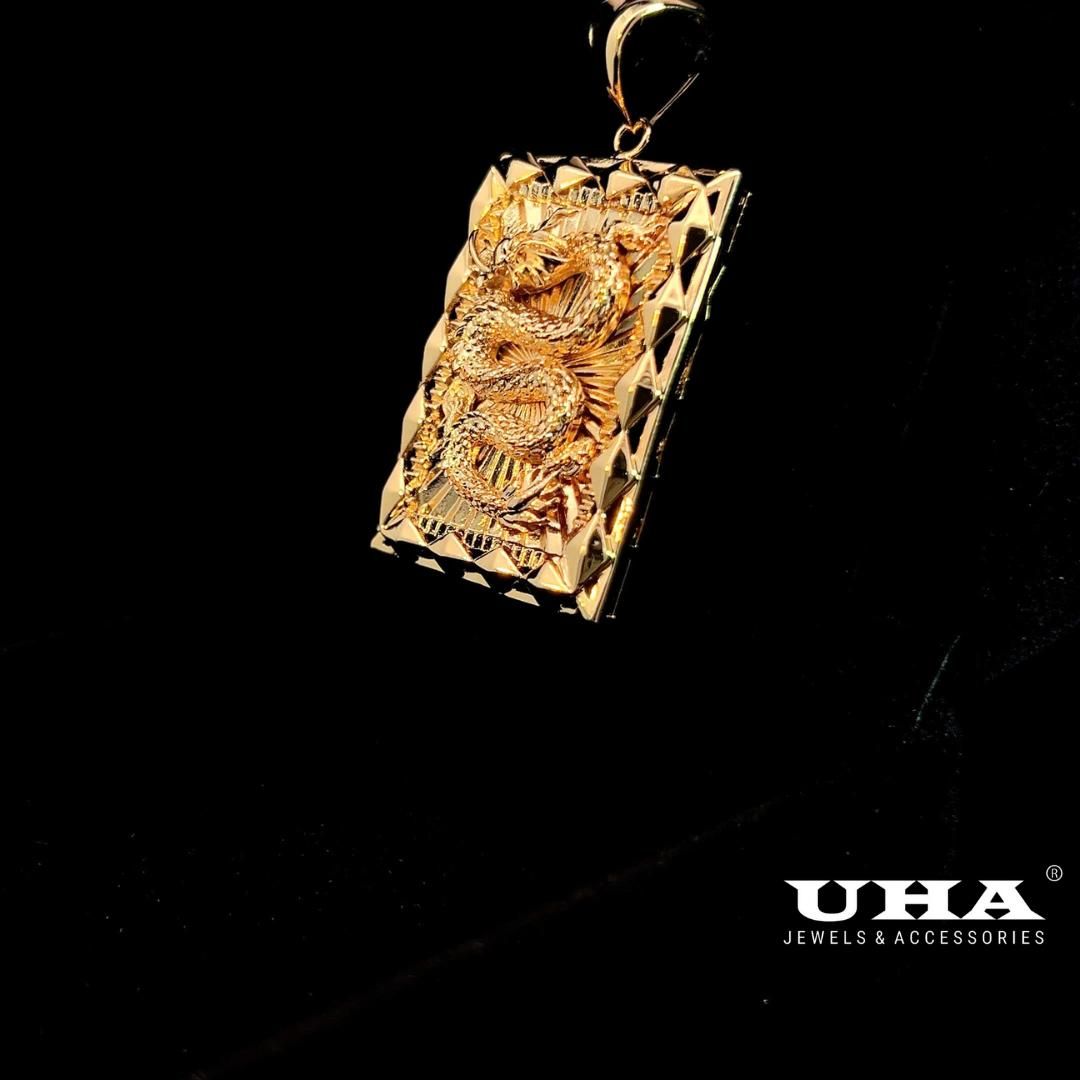 M1672 Mặt và dây chuyền nam đính  rồng chạm khắc tinh tế sang trọng UHA