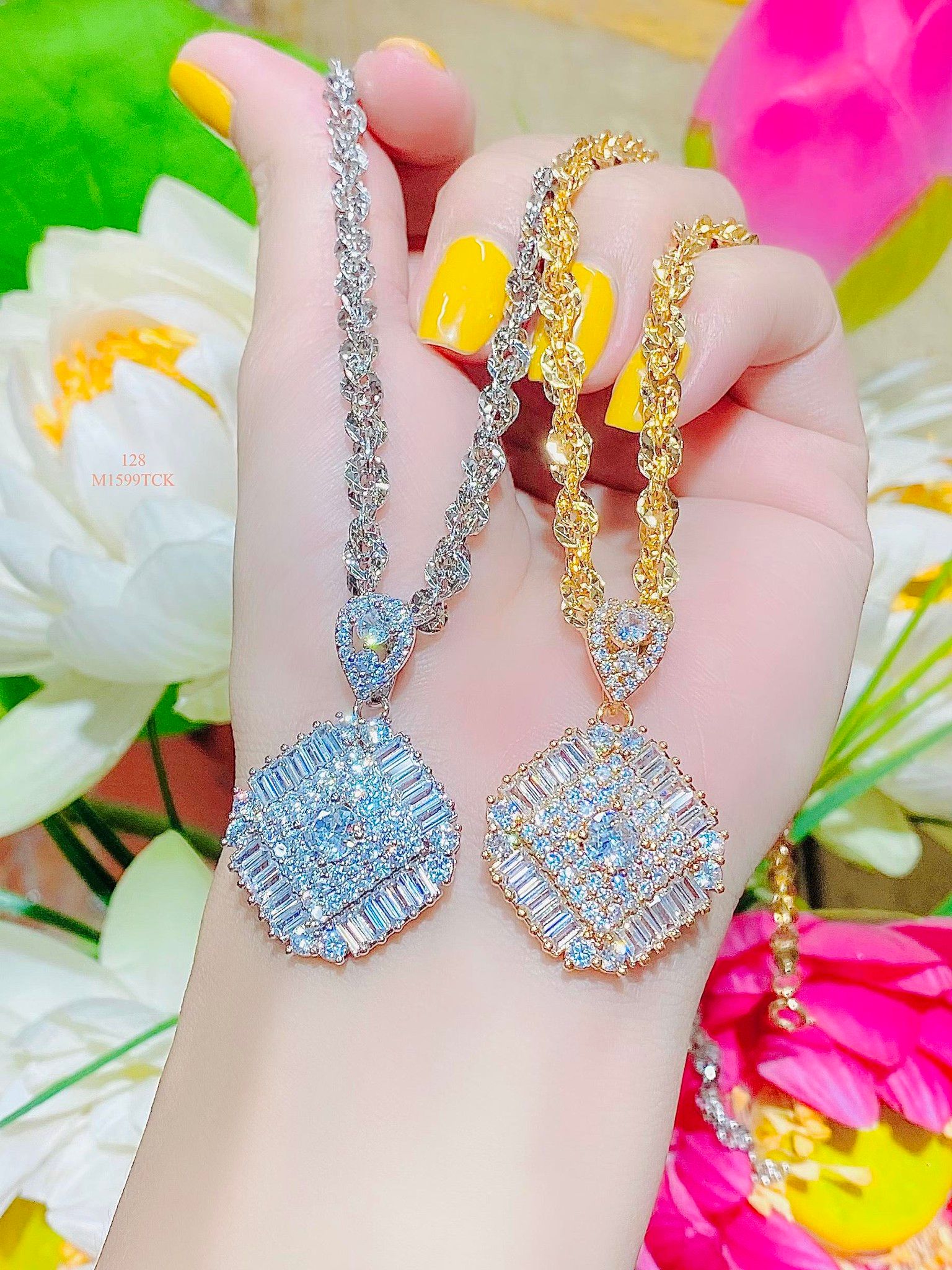M1599 Mặt kèm dây chuyền đính đá CZ cao cấp sáng lấp lánh Women Dây Chuyền Trang Sức Nữ Jewelry Chain