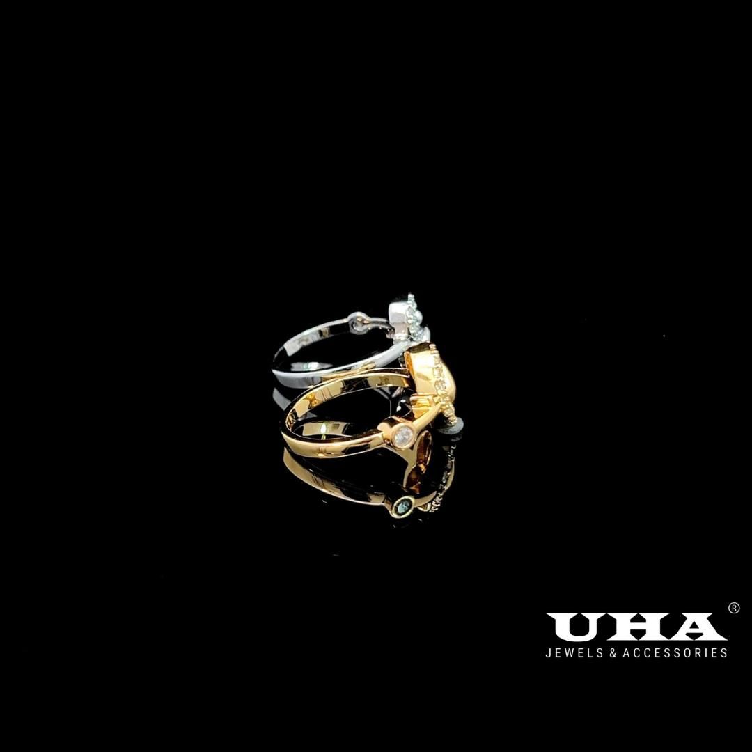 N1282 Nhẫn nữ thiết kế kiểu trái tim đính đá CZ cao cấp sáng lấp  lánh UHA Women