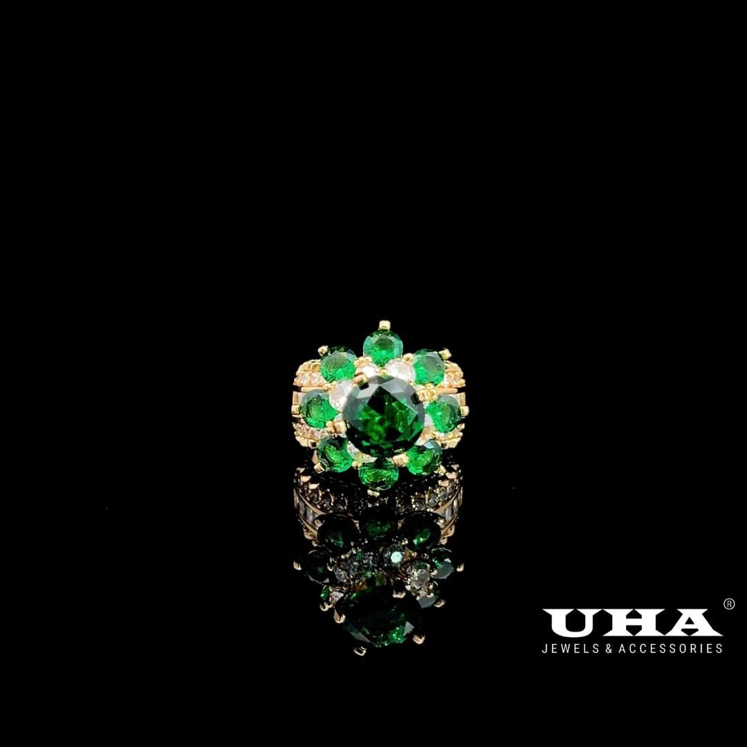 N532 Nhẫn nữ đính đá màu phong thủy cao cấp sáng lấp lánh UHA Women