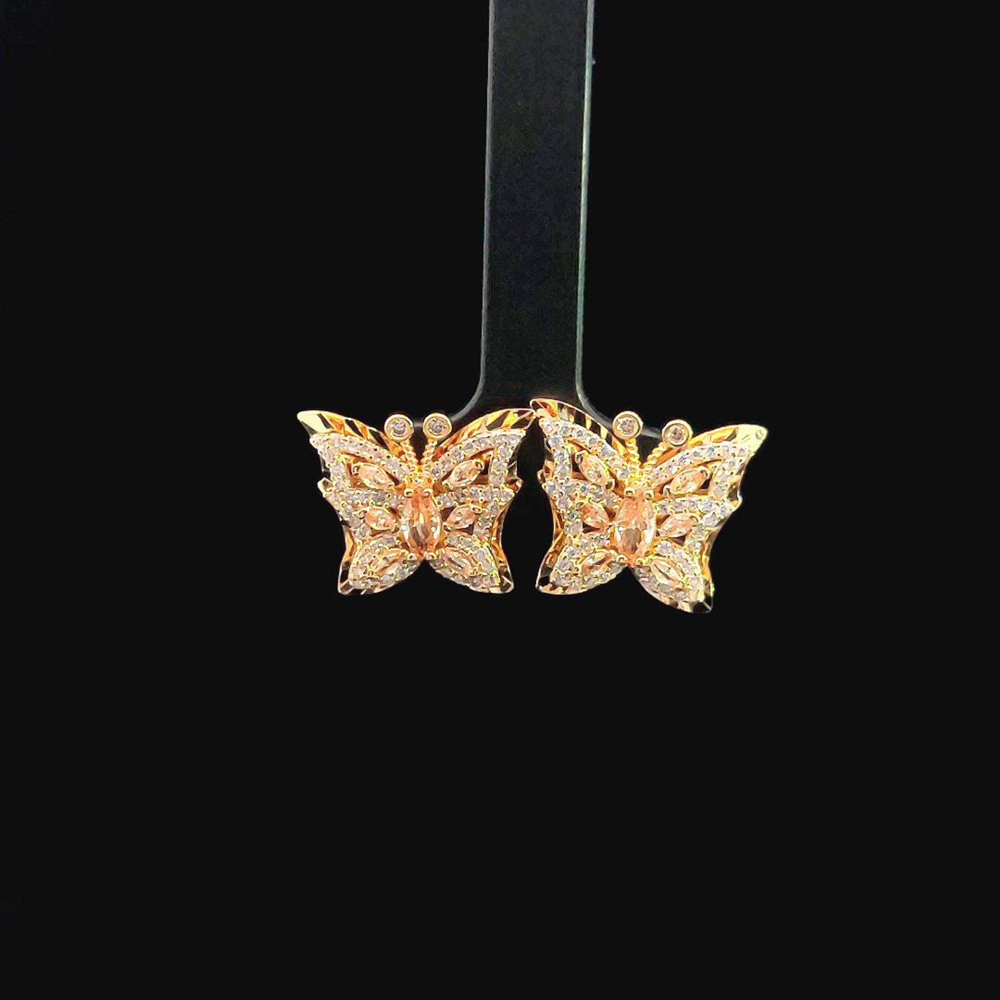 B1585 Bông tai nữ butterfly đính đá CZ cao cấp sáng lấp lánh Women Khuyên Tai Hoa Tai