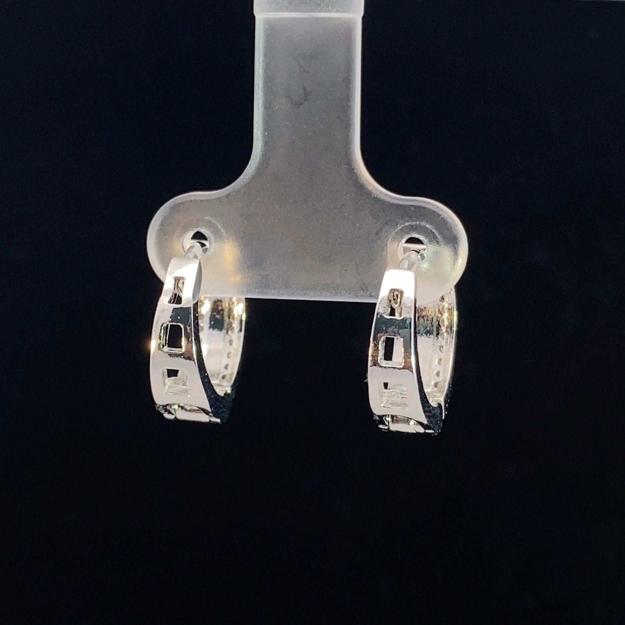 B1536-Bông tai khoen đính đá CZ bền màu cao cấp Women