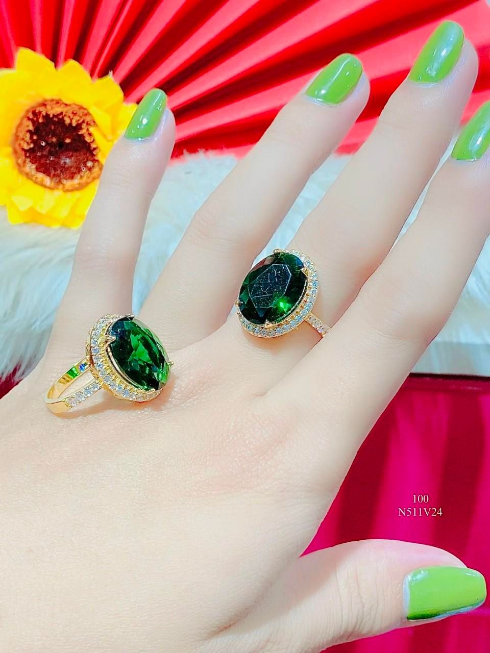 N511 Nhẫn nữ UHA đá trà  đính đá CZ  cao cấp bền màu
