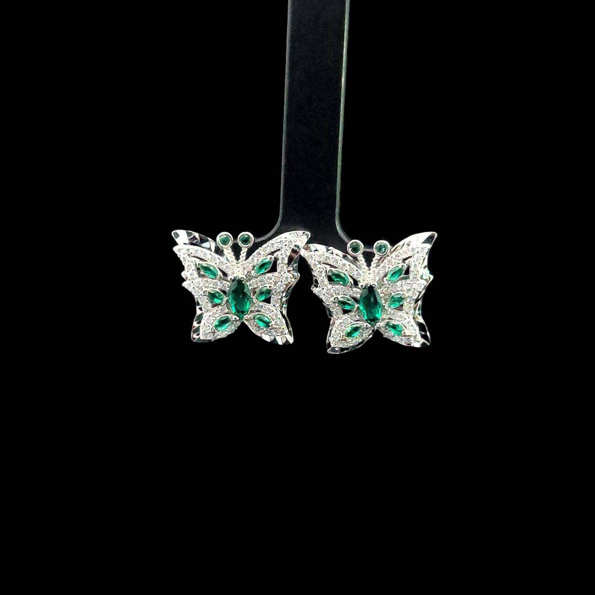 B1585 Bông tai nữ butterfly đính đá CZ cao cấp sáng lấp lánh Women Khuyên Tai Hoa Tai
