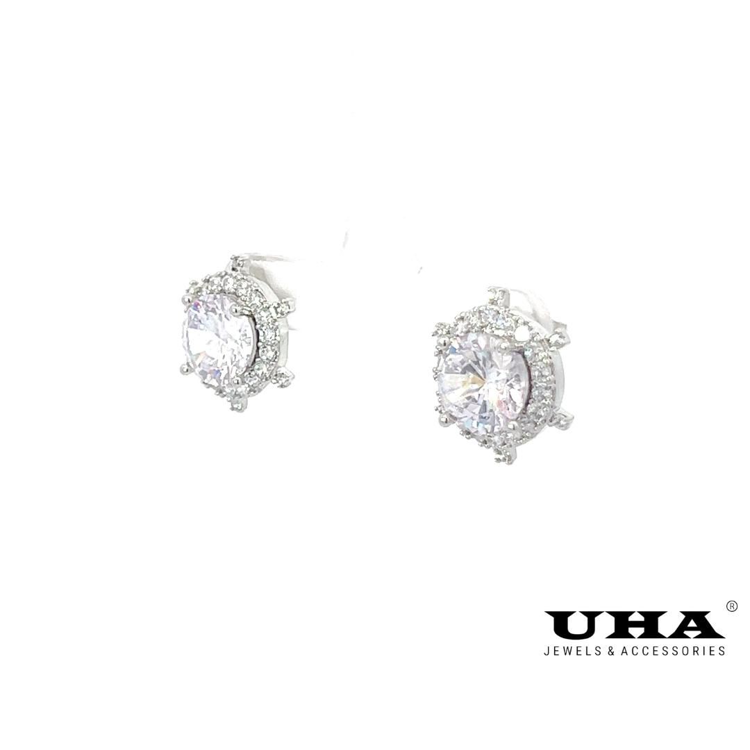 B1362 Bông tai nữ đá màu đính đá CZ cao cấp sáng lấp lánh UHA Voi Women