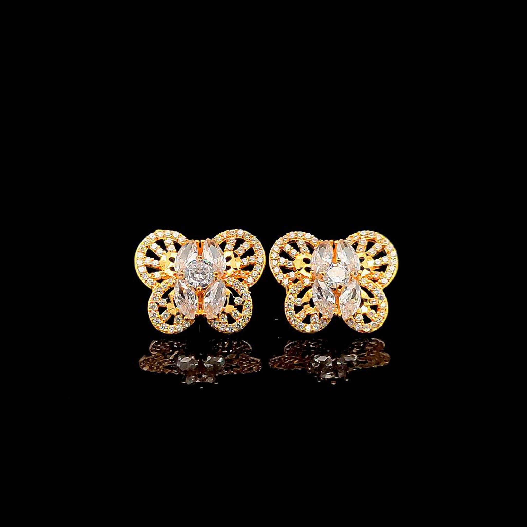 B1082154 Bông tai con bướm kiểu dáng đính đá baguette siêu xinh Women