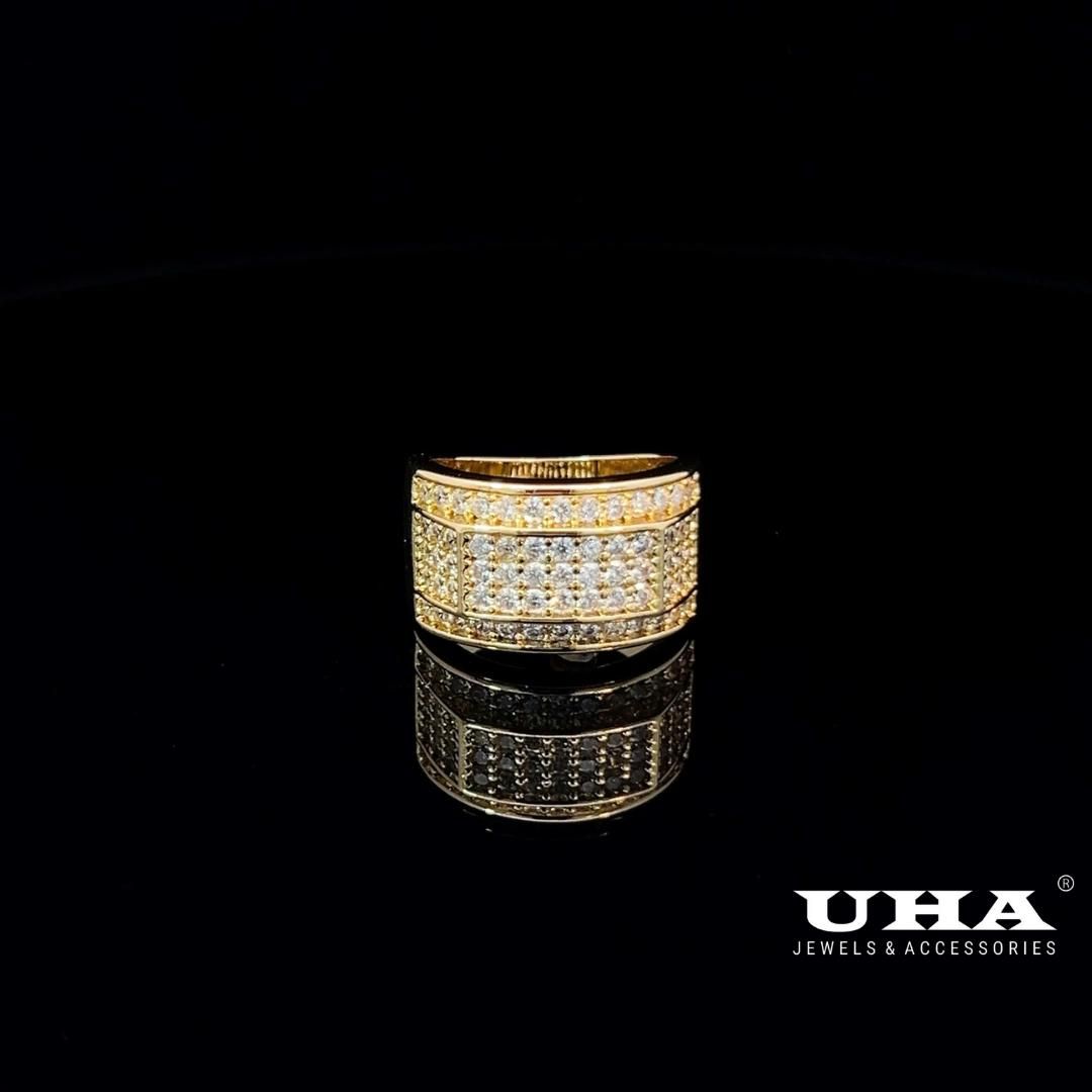 N702 Nhẫn nam đính đá tấm cao cấp sáng lấp lánh UHA Nhẫn