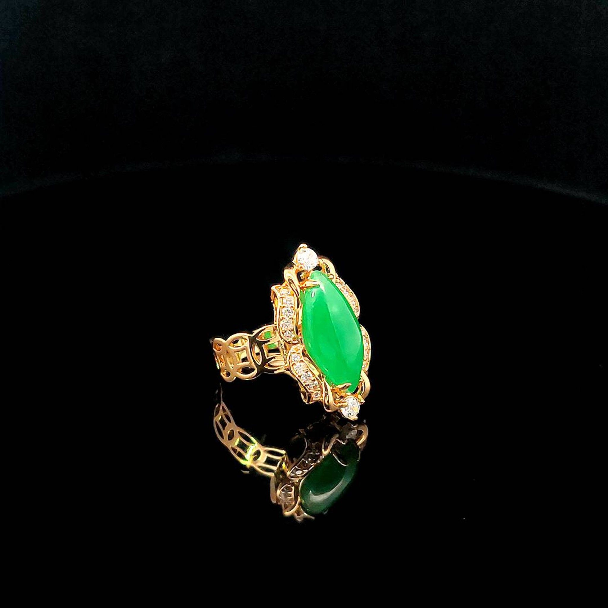 Nhẫn nữ  cao cấp N647 đính đá cẩm thạch khắc kim tiền may mắn