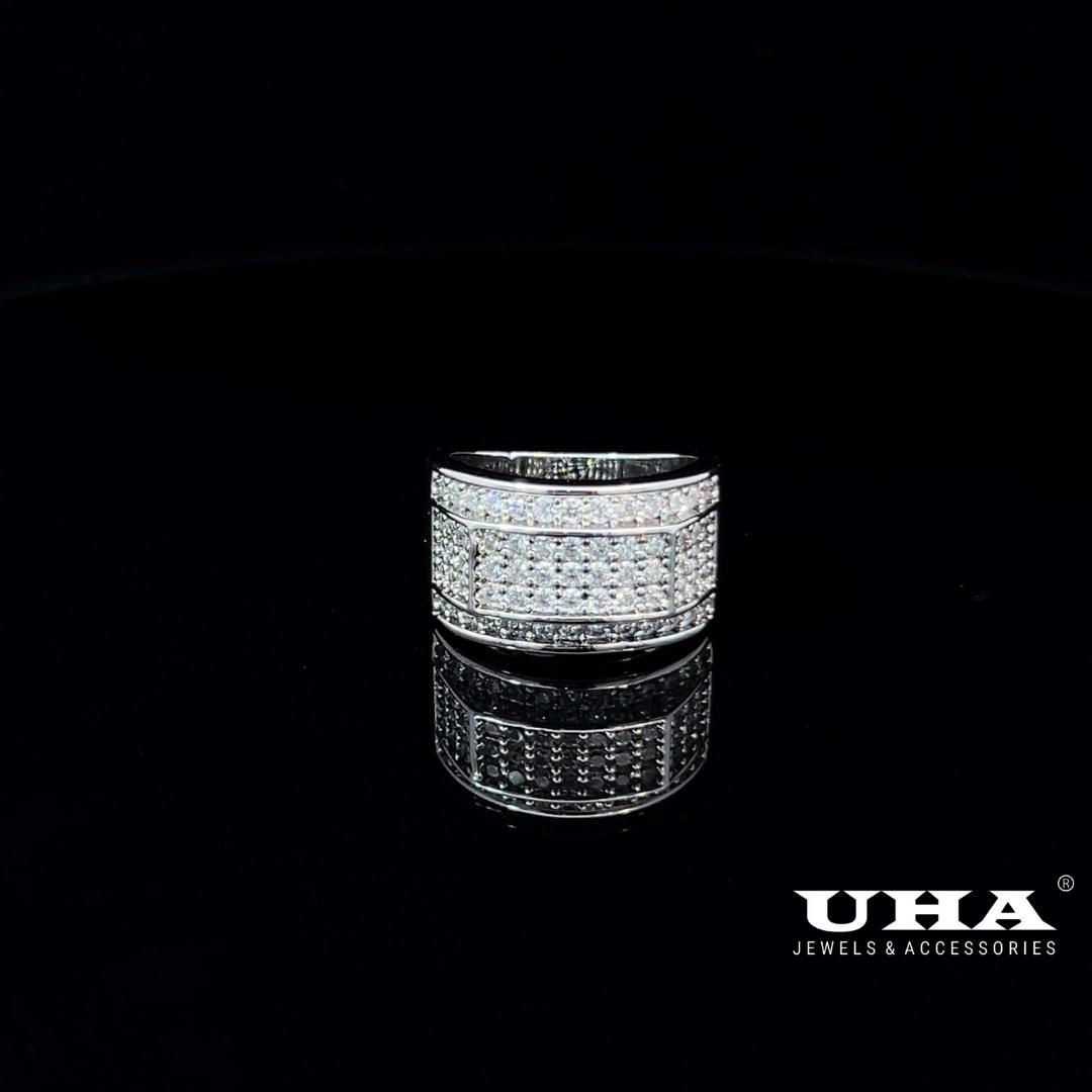 N702 Nhẫn nam đính đá tấm cao cấp sáng lấp lánh UHA Nhẫn