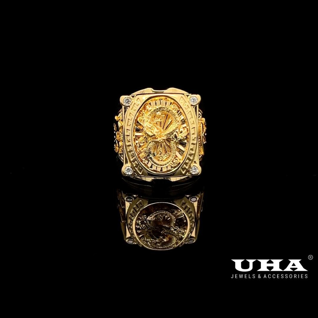 N1185 Nhẫn nam thiết kế hình rồng (chữ PHÚ QUÝ) trọng tinh tế UHA