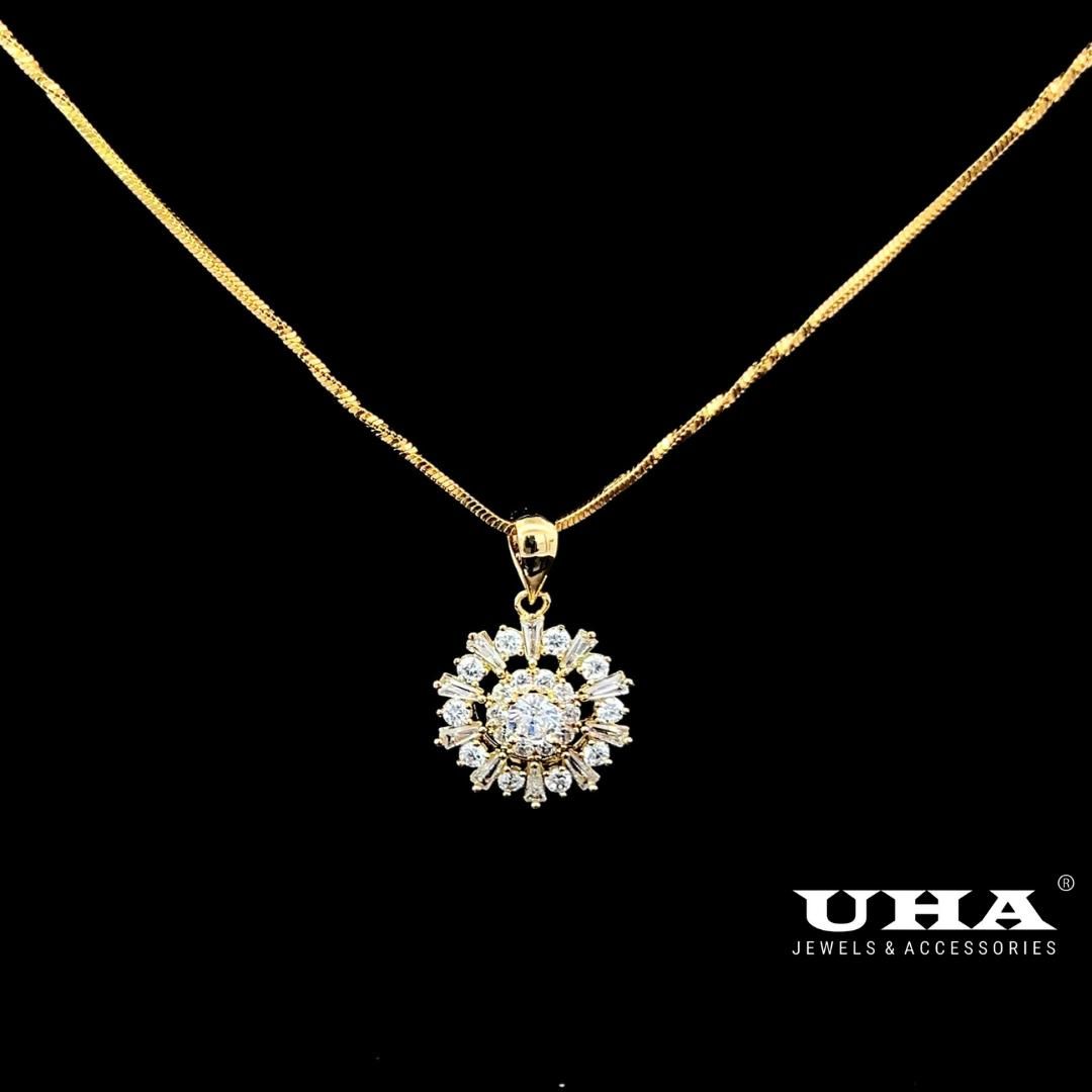 M1636 Mặt và dây chuyền nữ đính đá bagutte cao cấp sáng lấp lánh UHA Women