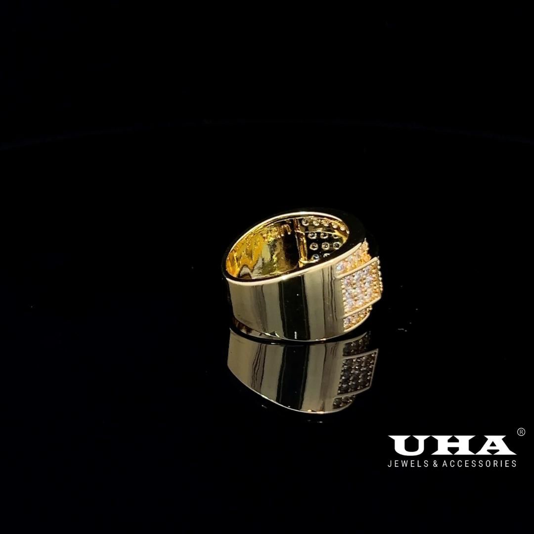N702 Nhẫn nam đính đá tấm cao cấp sáng lấp lánh UHA Nhẫn