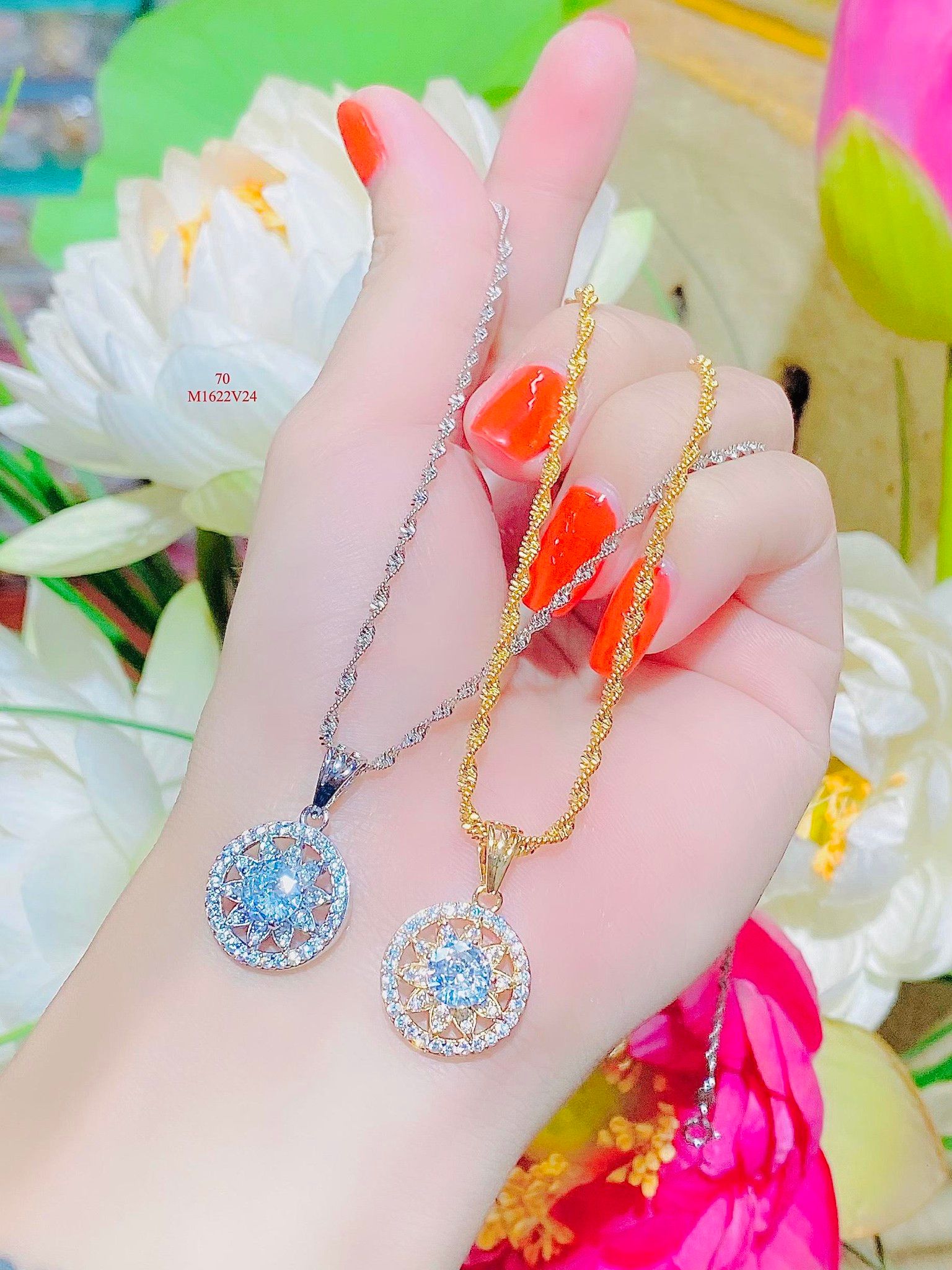 M1622 Mặt và dây chuyền nữ đính đá CZ cao cấp sáng lấp lánh siêu xinh UHA Women Voi