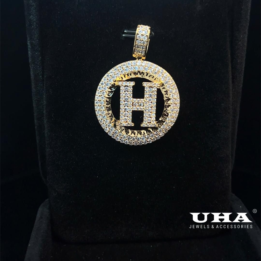 M1439 Mặt và chuyền nữ chữ H đính đá bagutte cao cấp sáng lấp alnhs UHA Women
