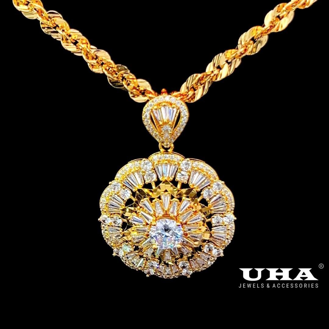 M1404 Mặt và dây chuyền nữ đính đá bagutte cao cấp sáng lấp lánh UHA Women