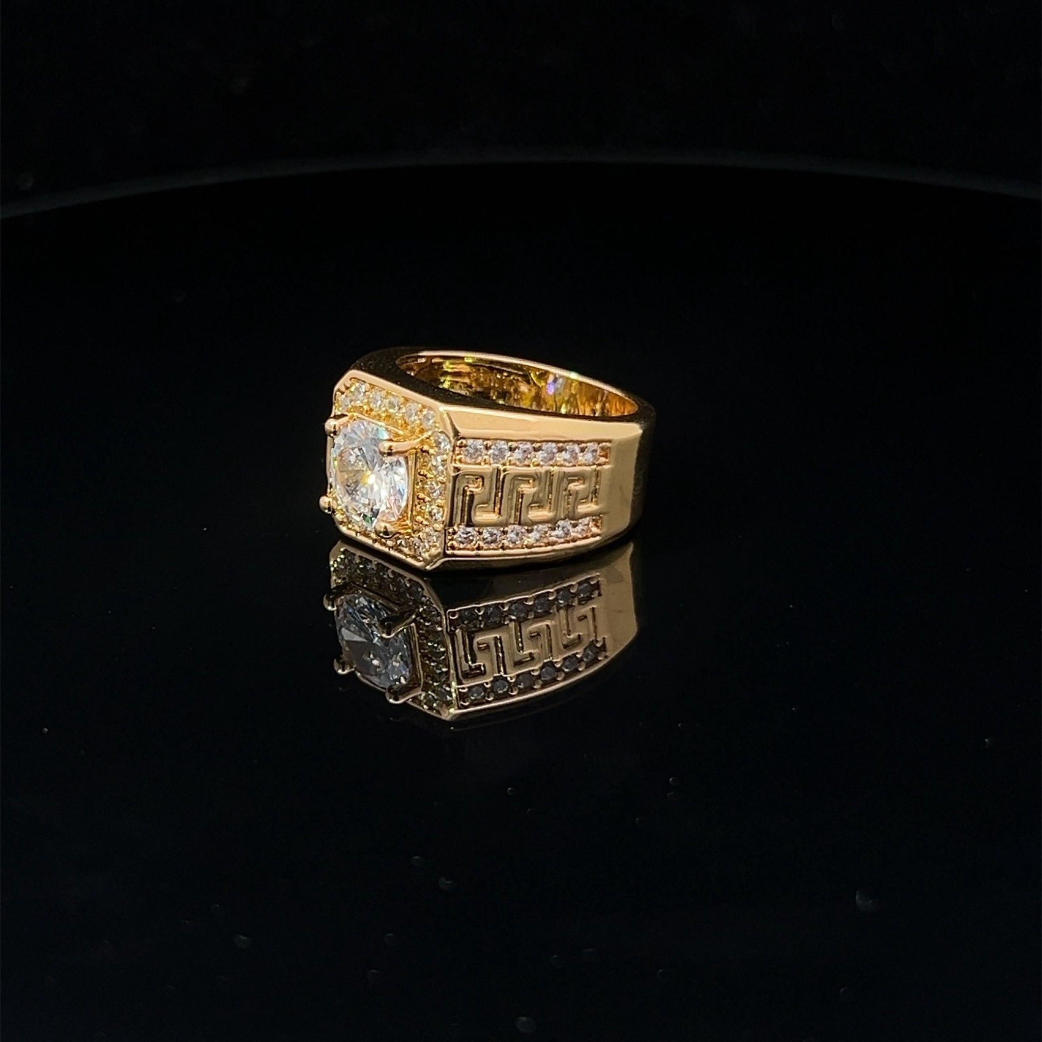 N1212 Nhẫn nam UHA đính đá CZ khắc hoa họa tiết đẹp mắt sang trọng