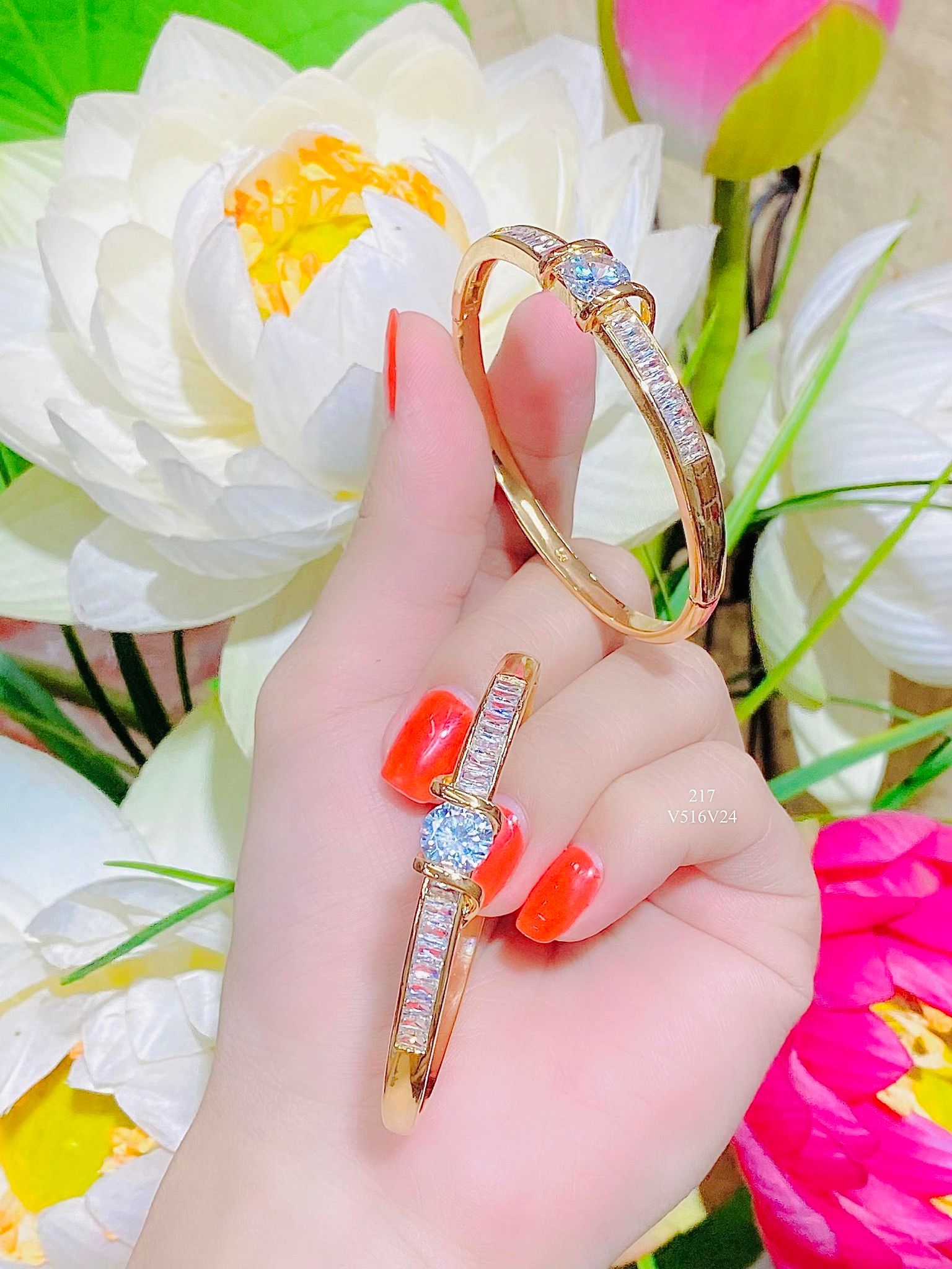 V516 Vòng tay nữ đính đá CZ cao cấp sáng lấp lánh Phụ Kiện