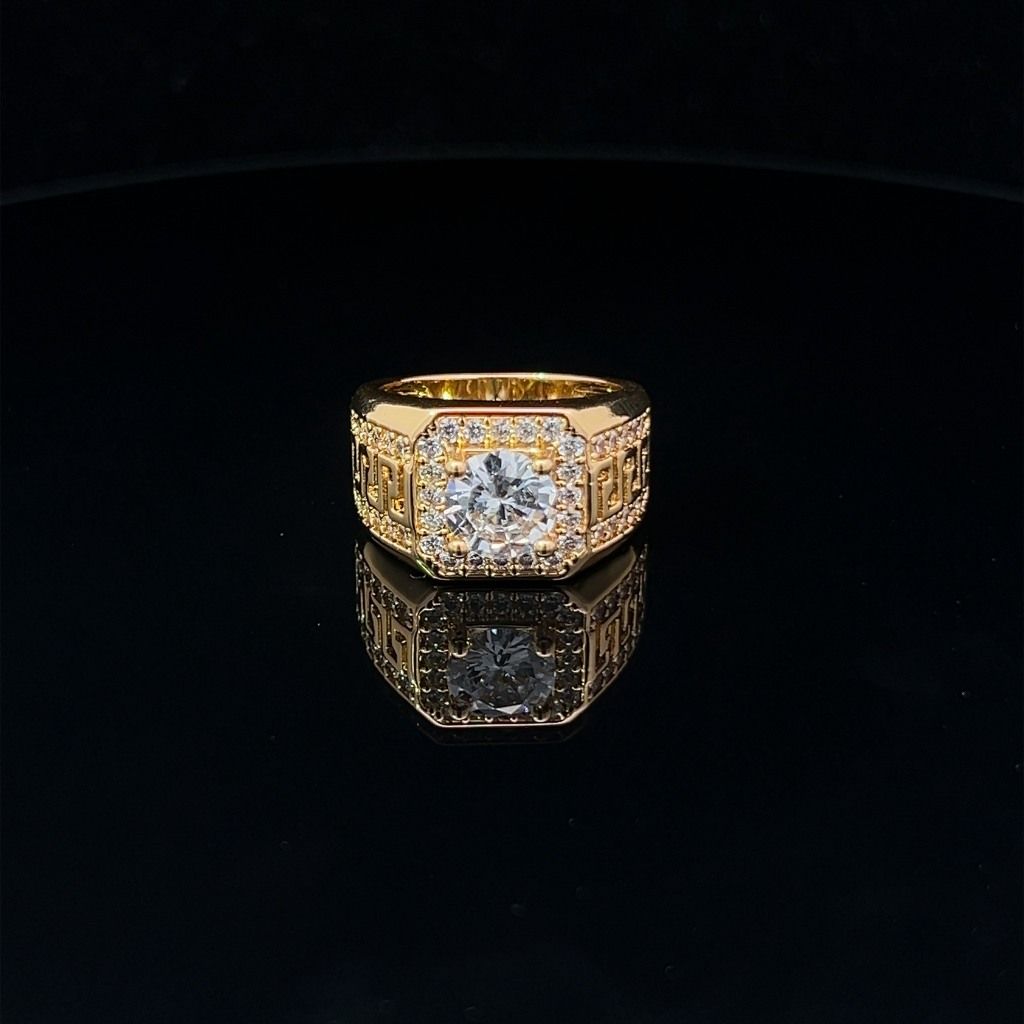 N1212 Nhẫn nam đính đá CZ khắc họa tiết đẹp mắt sang trọng UHA