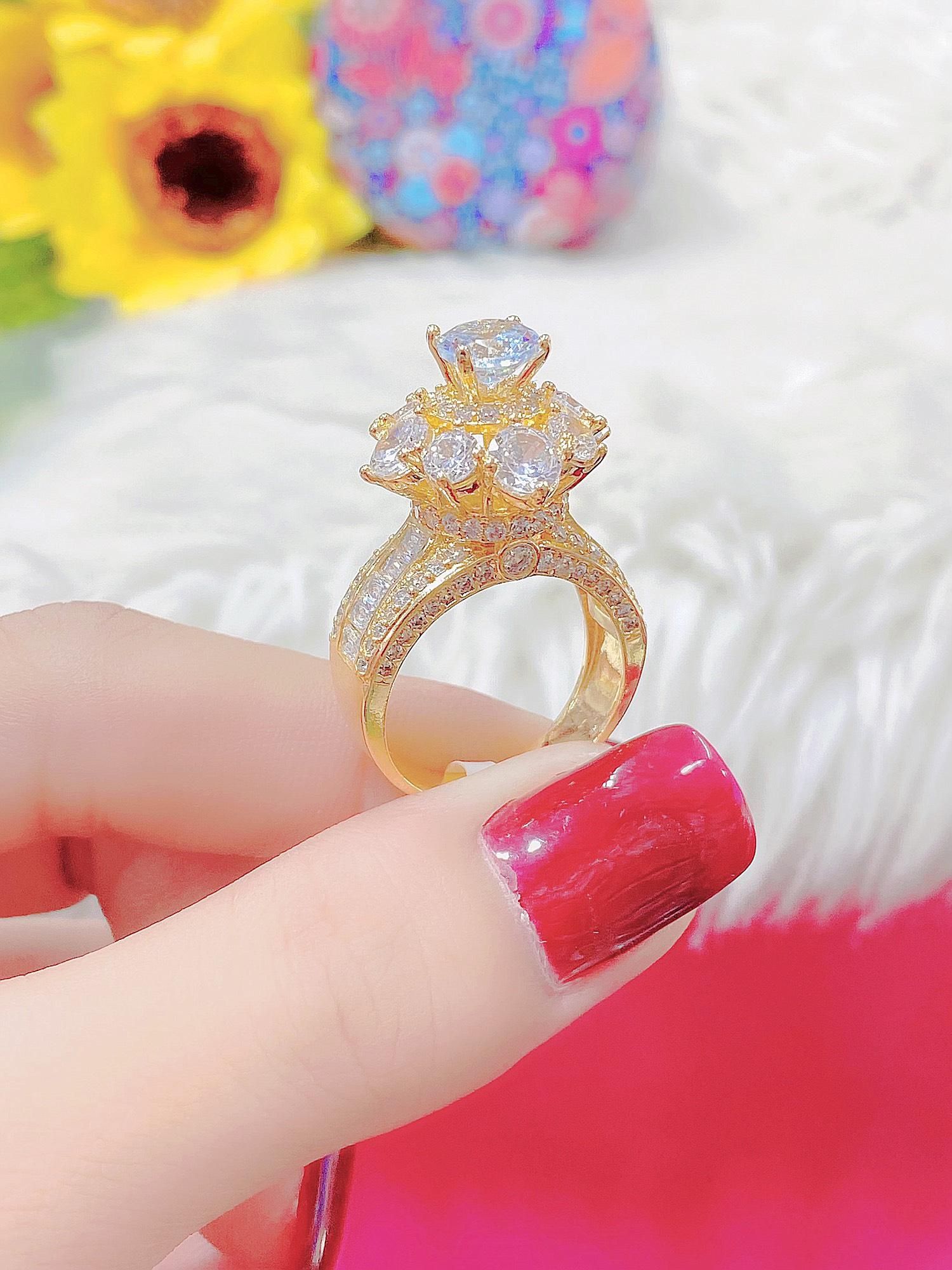 Nhẫn nữ UHA N525 đính hột cao mạ vàng cao cấp