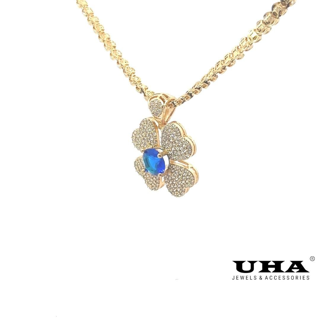 M357 Mặt và Dây chuyền nữ thiết kế bông hoa nhụy xanh sang trọng cao cấp UHA Voi Charm