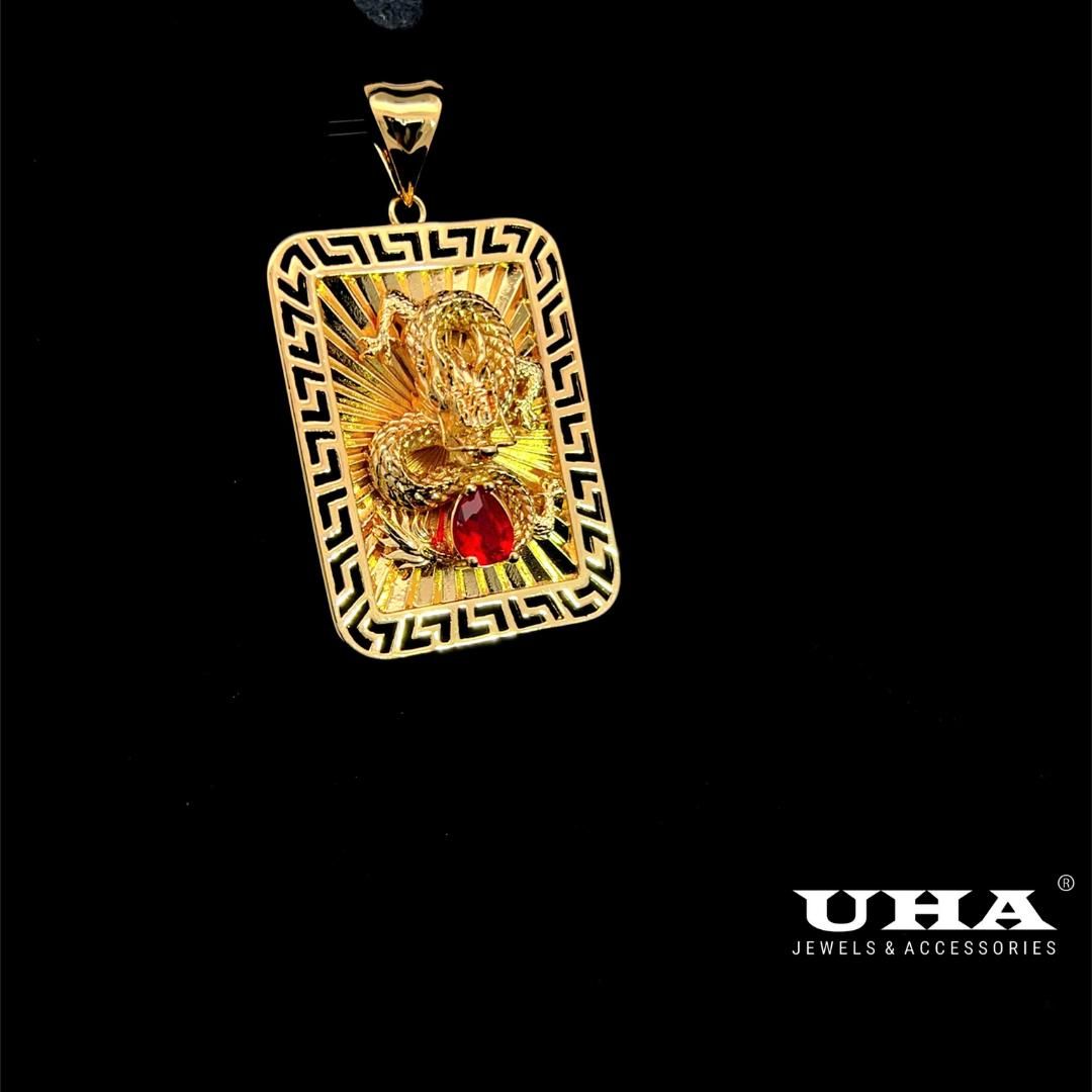 M1669 Mặt và dây chuyền nam đính rồng đính đá trái tim cao cấp sang trọng UHA