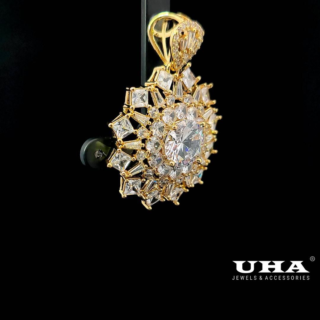 M1607 Mặt và dây chuyền nữ đính đá bagutte CZ cao cấp sáng lấp lánh UHA