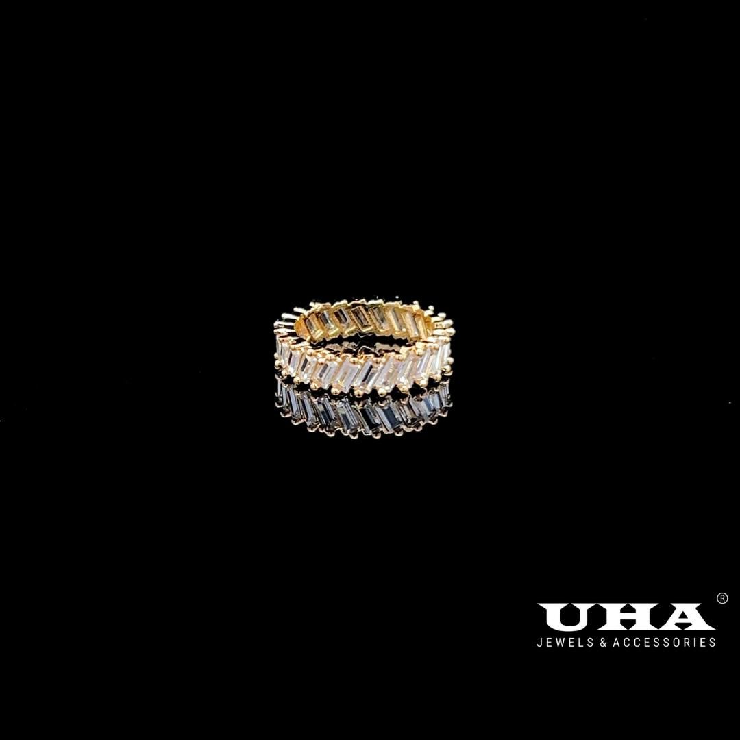 Nhẫn Unisex N1278 đính đá bagutte cao cấp sáng lấp lánh UHA