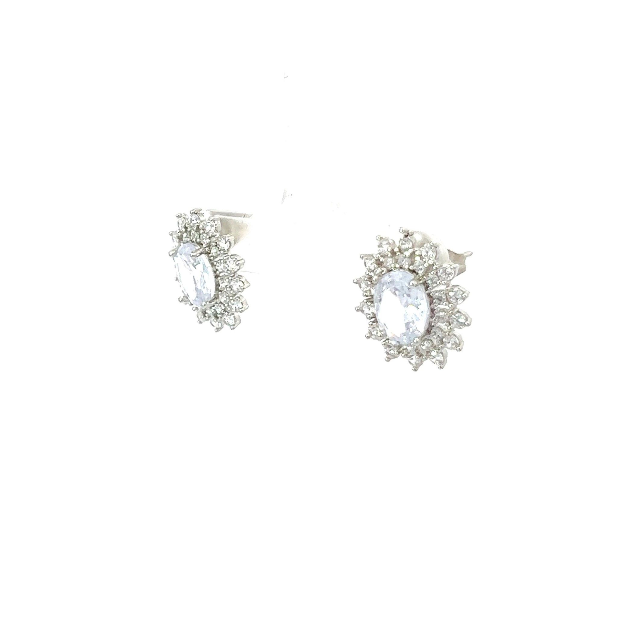 B1514 Bông tai nữ đính đá oval sáng lấp lánh UHA Women Hoa Tai Voan Voi