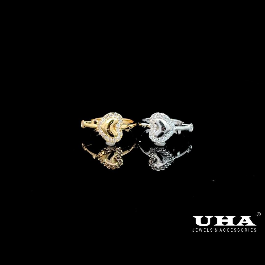 N1282 Nhẫn nữ thiết kế kiểu trái tim đính đá CZ cao cấp sáng lấp  lánh UHA Women