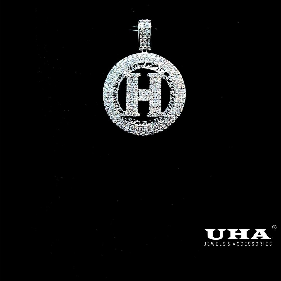 M1439 Mặt và chuyền nữ chữ H đính đá bagutte cao cấp sáng lấp alnhs UHA Women