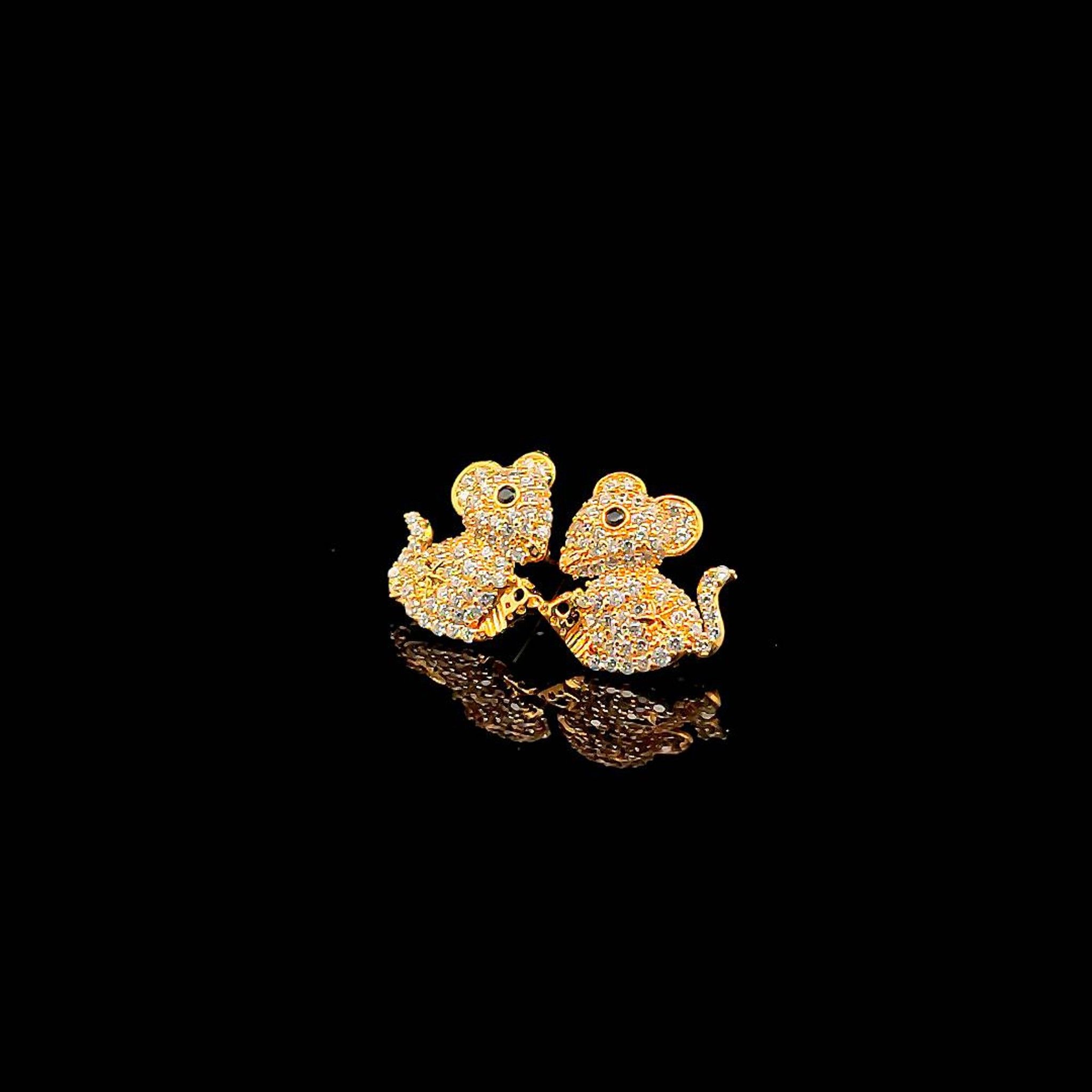 B1122139 Bông tai con chuột kiểu dáng đính đá baguette siêu xinh Women Nữ