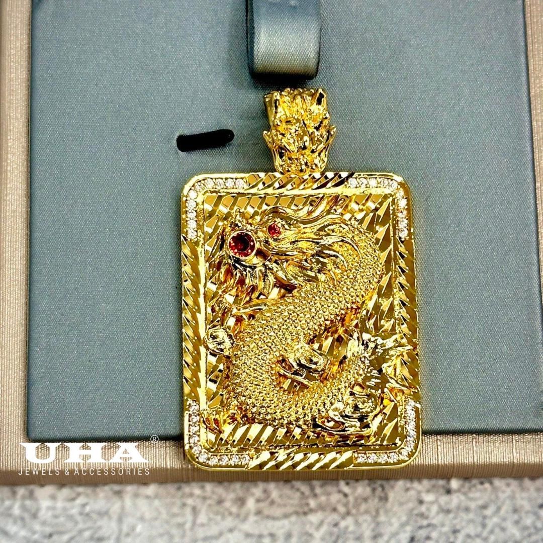 M823 Mặt dây chuyền  UHA nam rồng lớn đính đá CZ