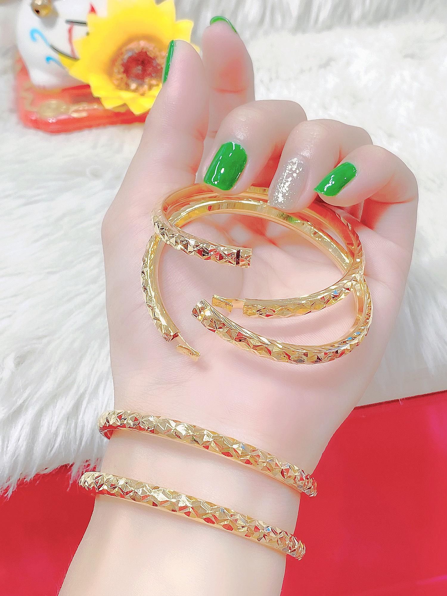 Vòng Bọng Khóa Vàng Khóa Lưỡi Gà Mạ Vàng 18K Siều Bền Màu VB09 (1 chiếc )