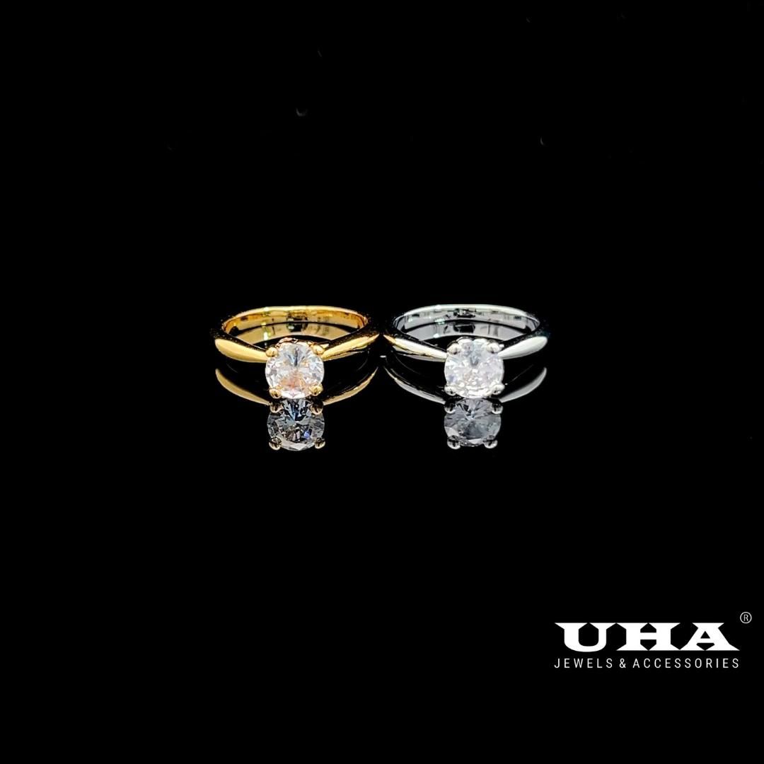 N872 Nhẫn nữ đính đá tròn sáng lấp lánh UHA