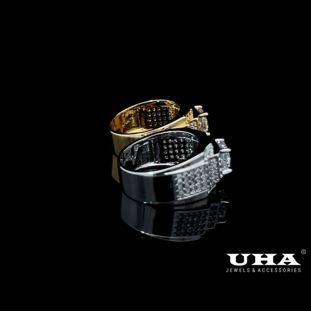 N100 Nhẫn nam mạ đính đá CZ cao cấp, phong cách sang trọng UHA
